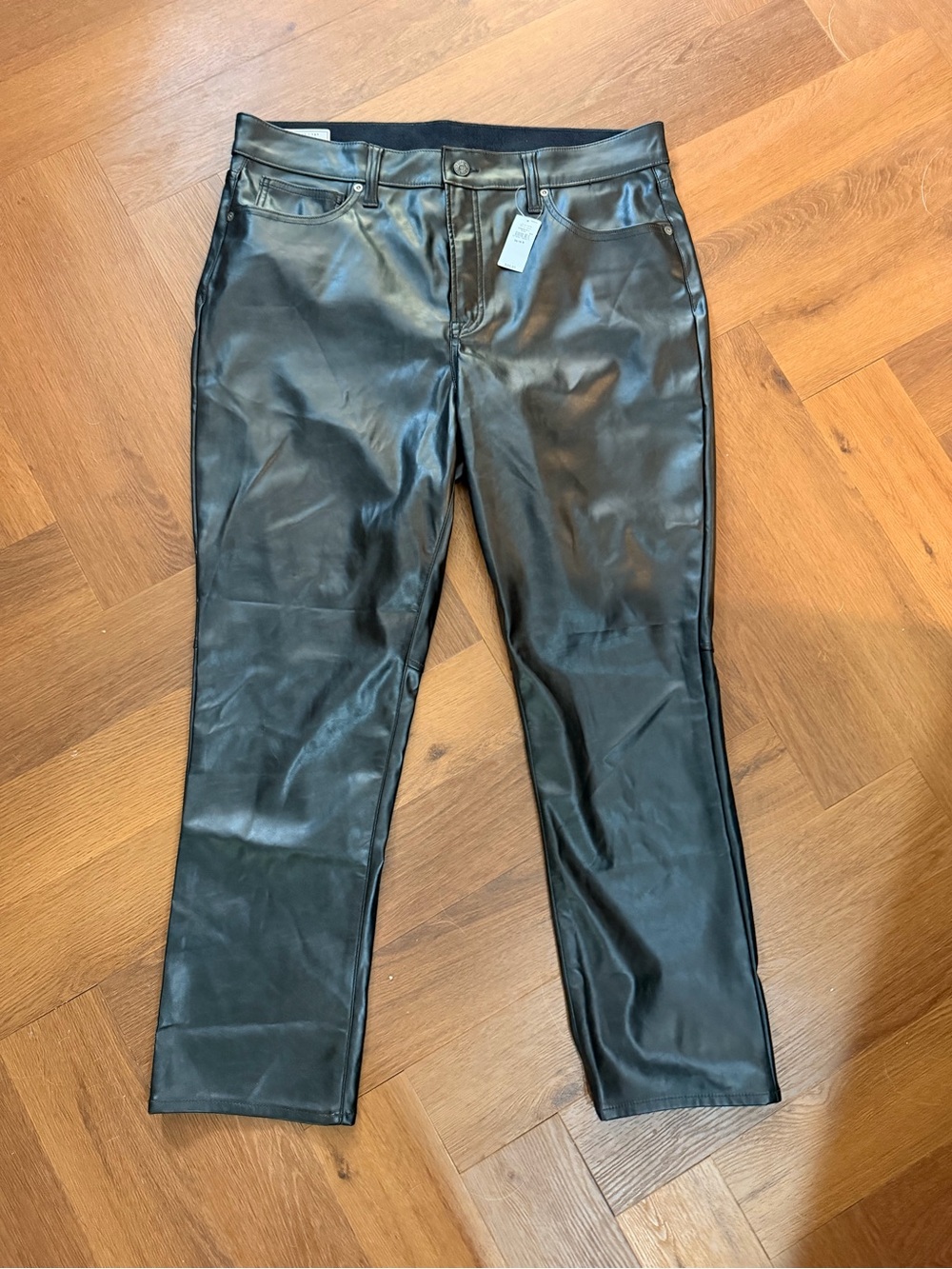 GAP Vintage Slim High Rise Faux Leather Pants Black Size 34/18R NWT